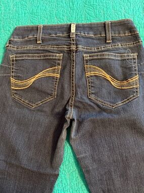 Ariat Dark Blue Boot Jeans with Gold Stitching